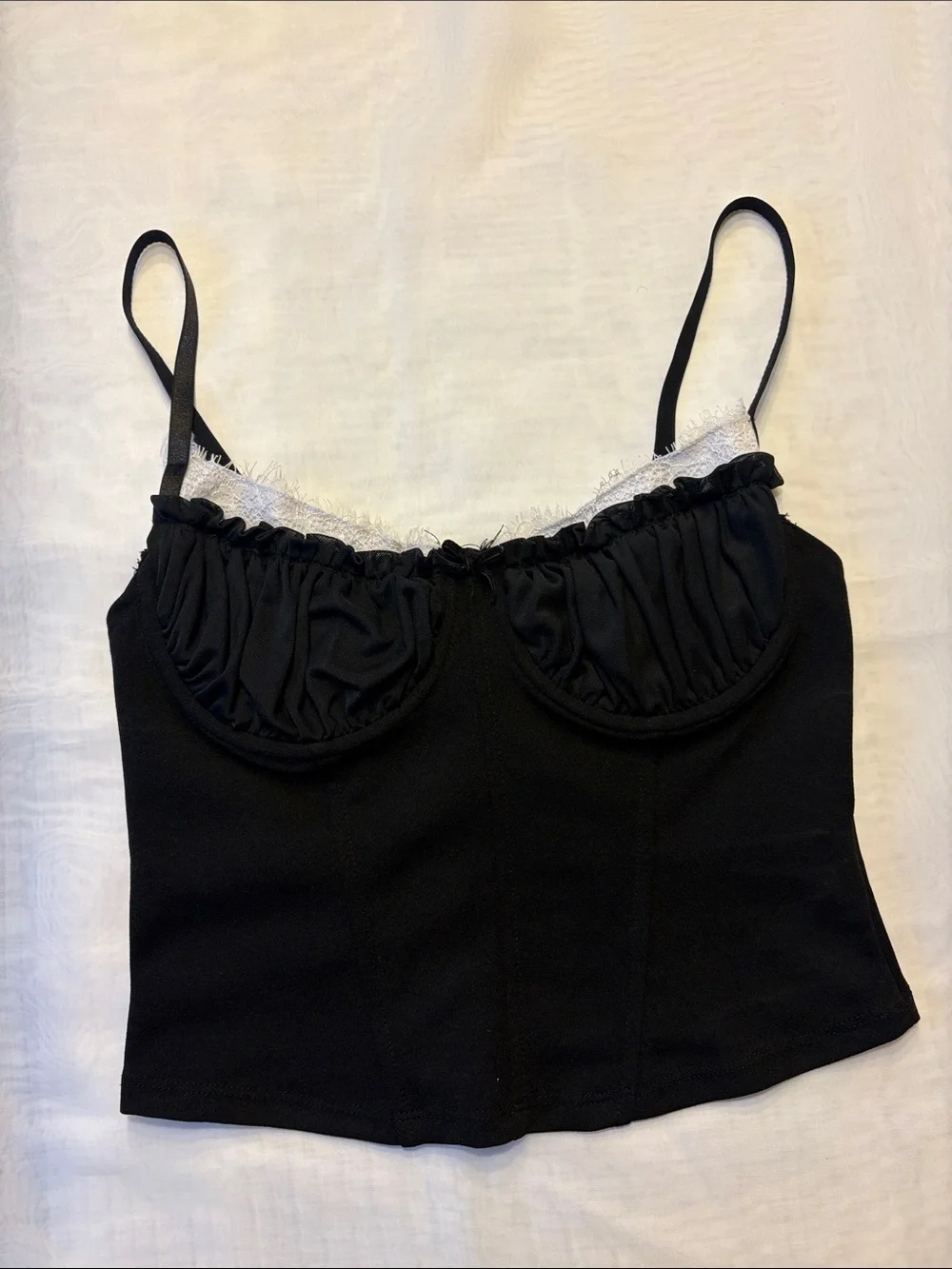 Black Lace-Trim Crop Bodysuit Set - Women's Crop Tops - Picture 2 of 8